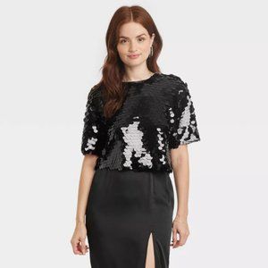 Women's Short Sleeve Paillettes Sequin Top